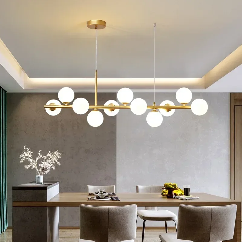 Lustre moderne à globes en verre pour salle à manger - Image 1