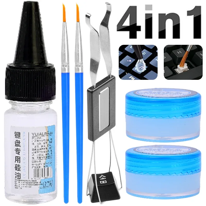 Kit de lubrification 4-en-1 pour clavier mécanique avec pinceau et extracteur de touches