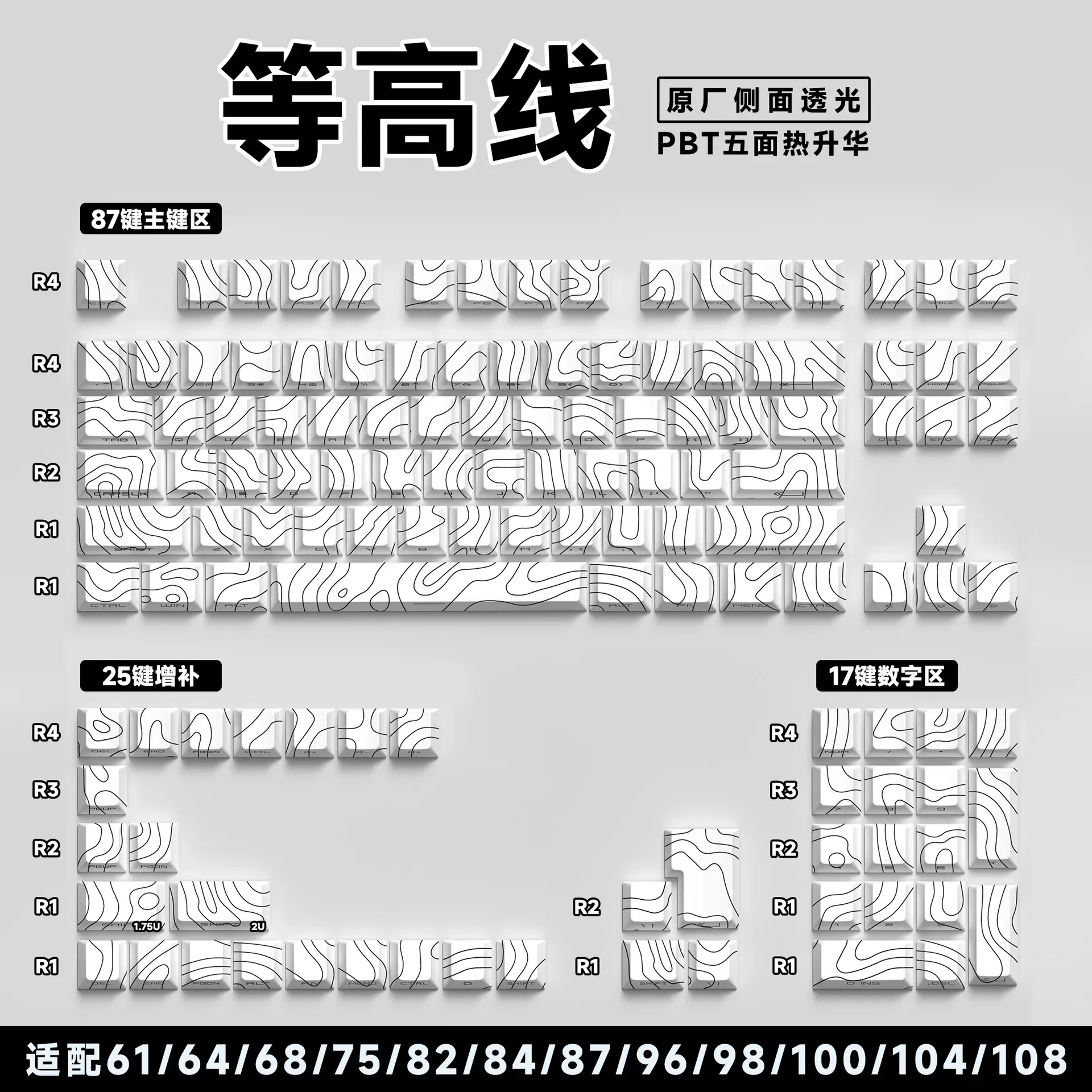 Jeu de touches PBT pour clavier mécanique - 129/135 touches - Thème Anime - Gravure latérale translucide slide 20