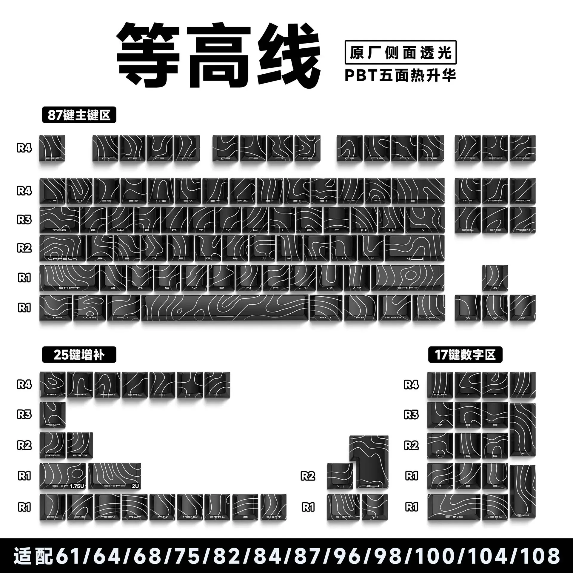 Jeu de touches PBT pour clavier mécanique - 129/135 touches - Thème Anime - Gravure latérale translucide slide 19
