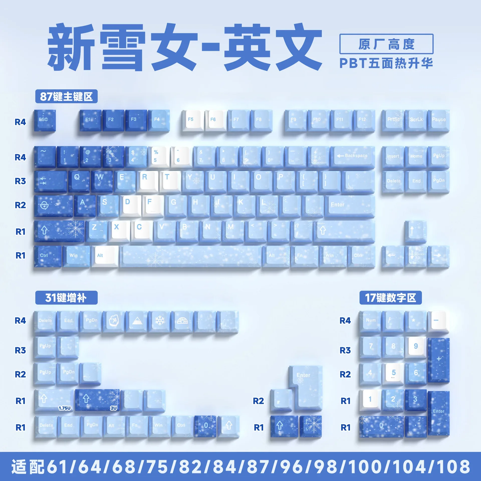 Jeu de touches PBT pour clavier mécanique - 129/135 touches - Thème Anime - Gravure latérale translucide slide 15