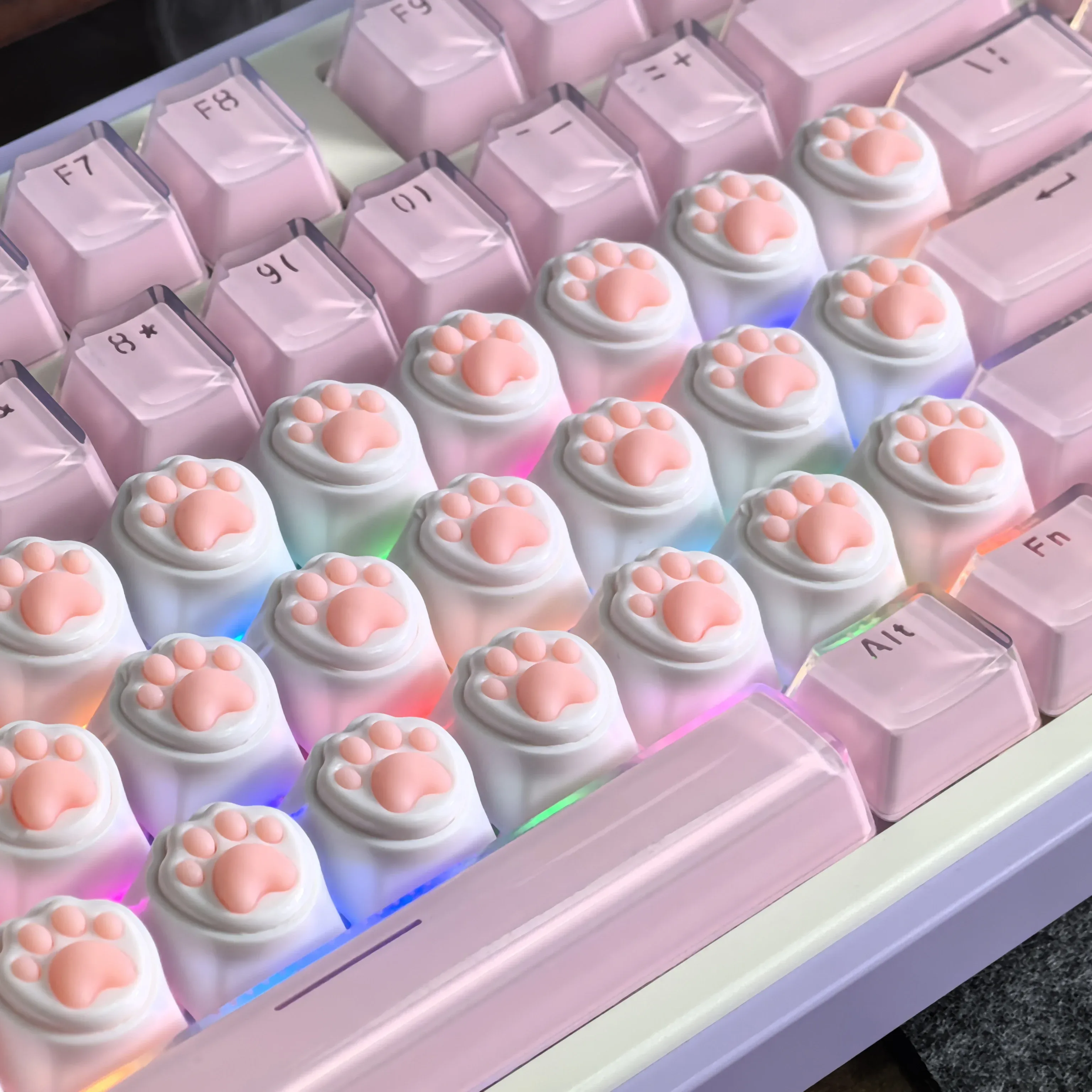 Lot de 4 touches de clavier mécanique en silicone - Design Patte de chat et Corgi