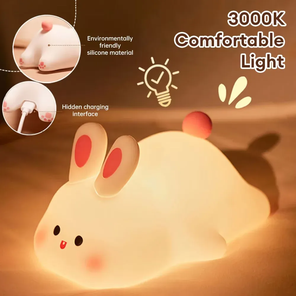 Veilleuse Lapin Tactile Rechargeable pour Enfant - Image 1