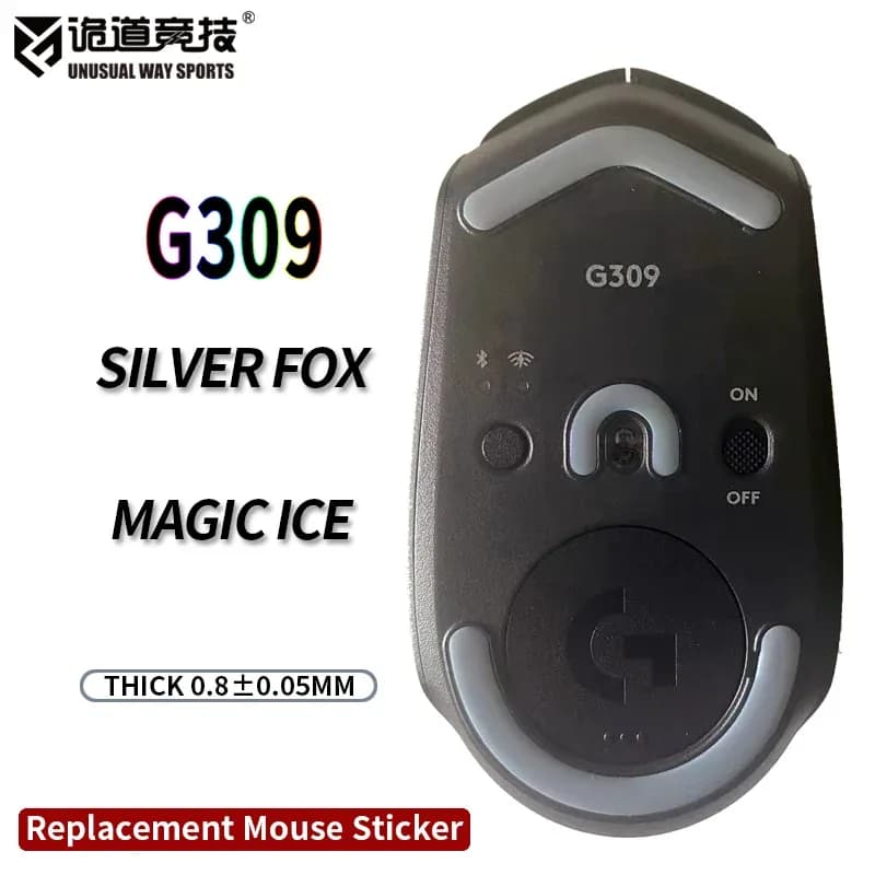 InusualWaySports - Patins de souris en PTFE pour Logitech G309 - Surface incurvée