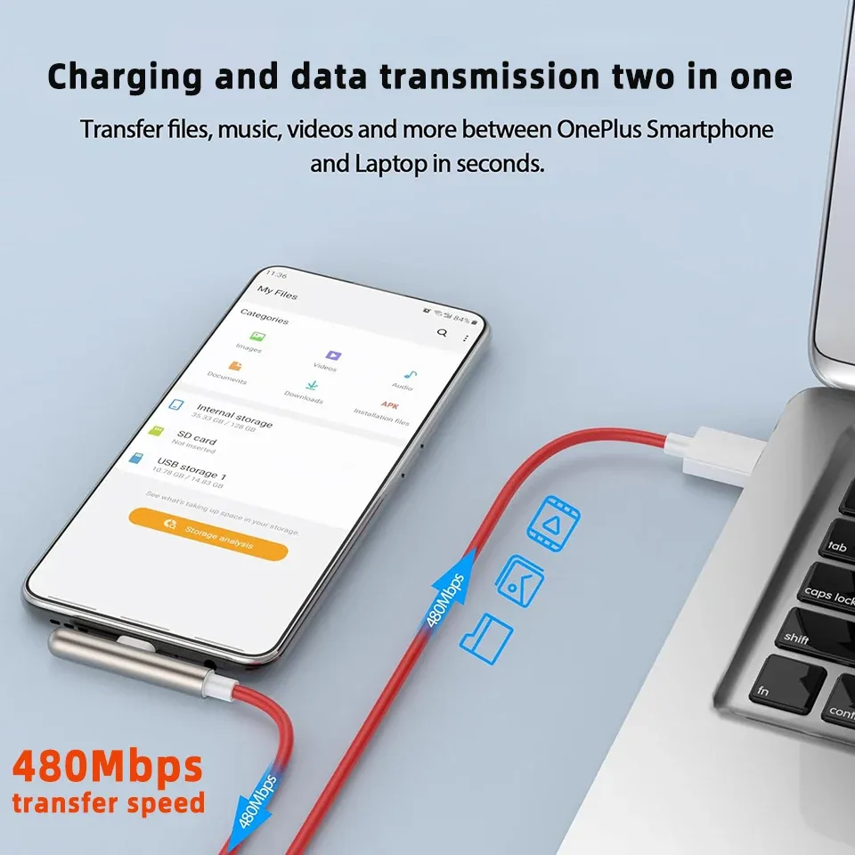 Câble USB-C OnePlus SuperVOOC 100W - Connecteur coudé à 90° - Image 4