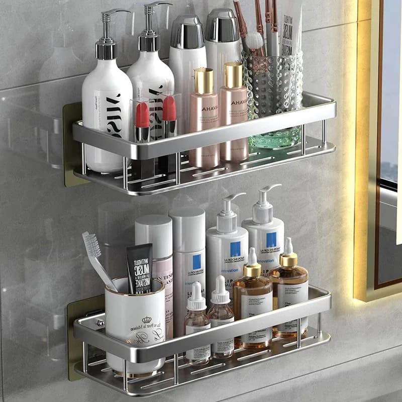 Étagère de douche murale à 2 niveaux sans perçage