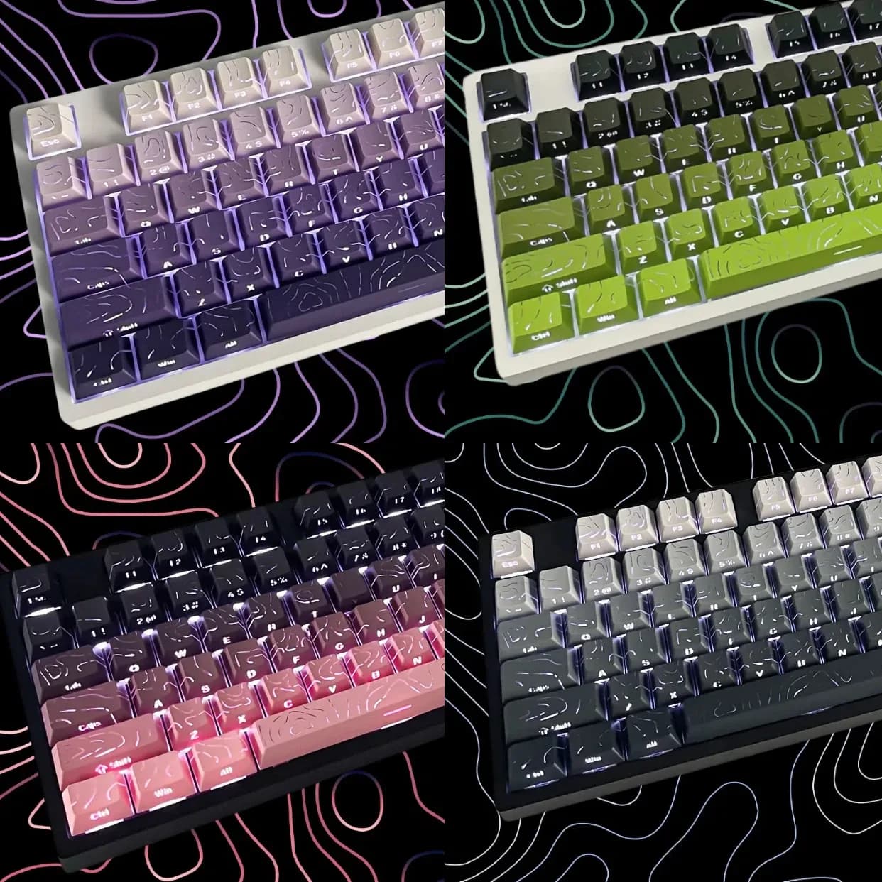 Set de Touches PBT Profil Cherry - Dégradé Violet et Vert Translucide - Image 1