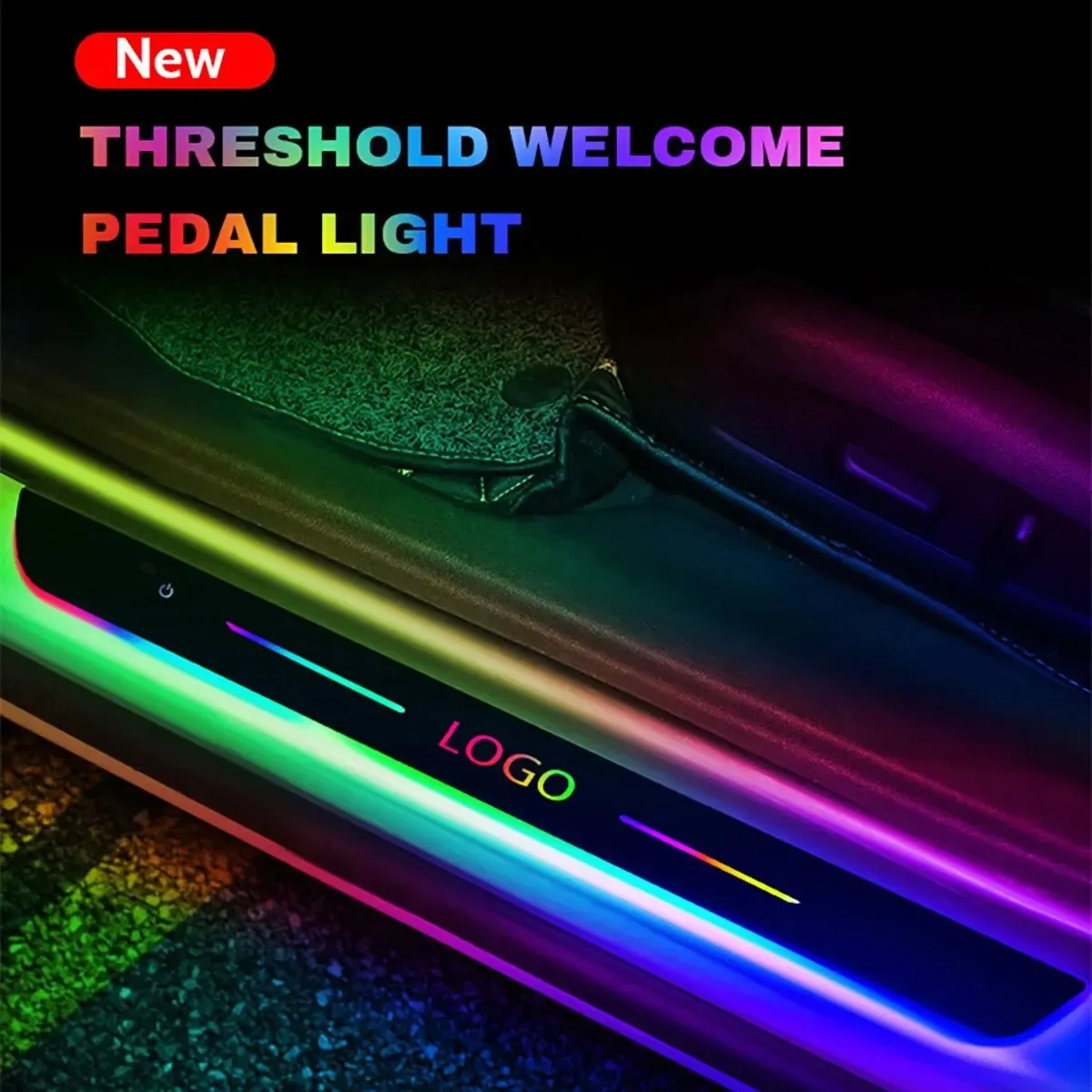 Seuil de porte LED rechargeable avec projecteur de logo - Image 1