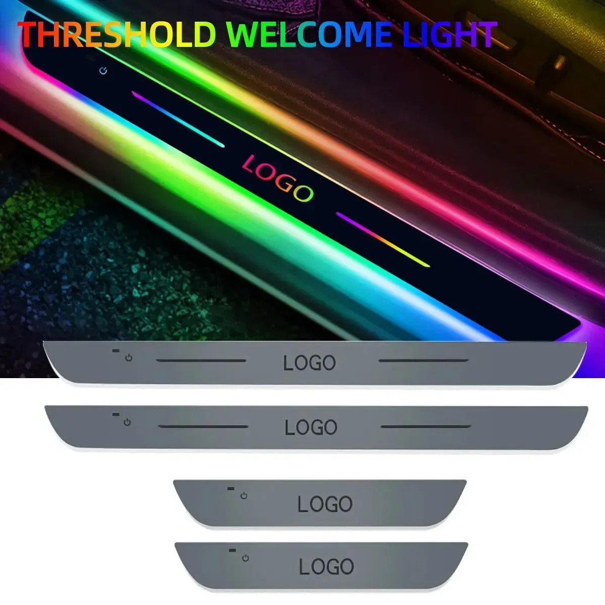 Seuil de porte LED rechargeable avec projecteur de logo - Image 4