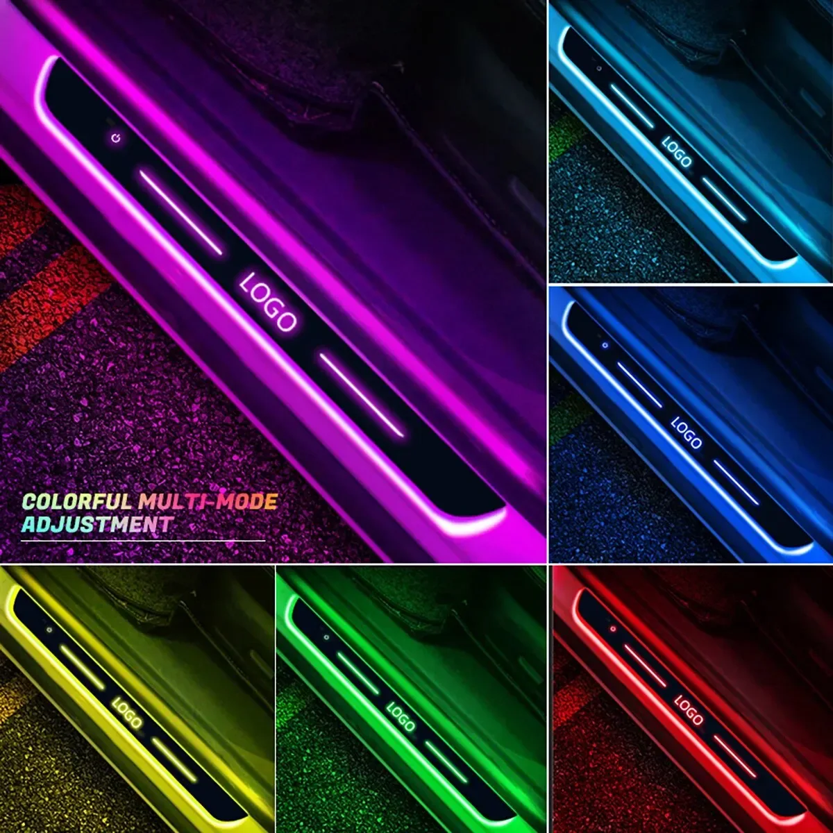 Seuil de porte LED rechargeable avec projecteur de logo - Image 3