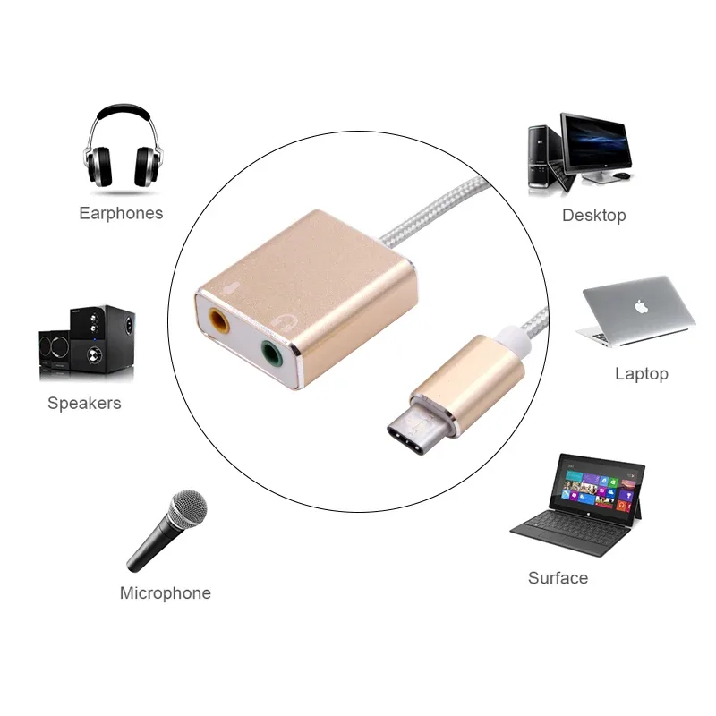 Adaptateur Carte Son Externe USB-C vers Jack 3,5 mm avec Son Surround 7.1 - Image 3