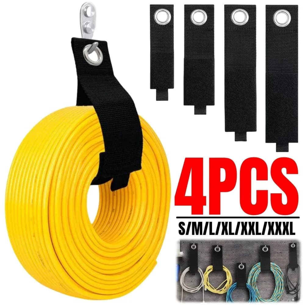 Lot de 4 sangles de rangement robustes pour câbles et tuyaux