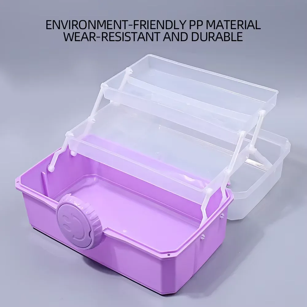 Boîte de rangement transparente à 3 niveaux pour couture et fournitures d'art - Image 3
