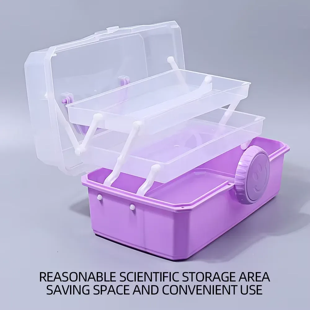Boîte de rangement transparente à 3 niveaux pour couture et fournitures d'art - Image 1