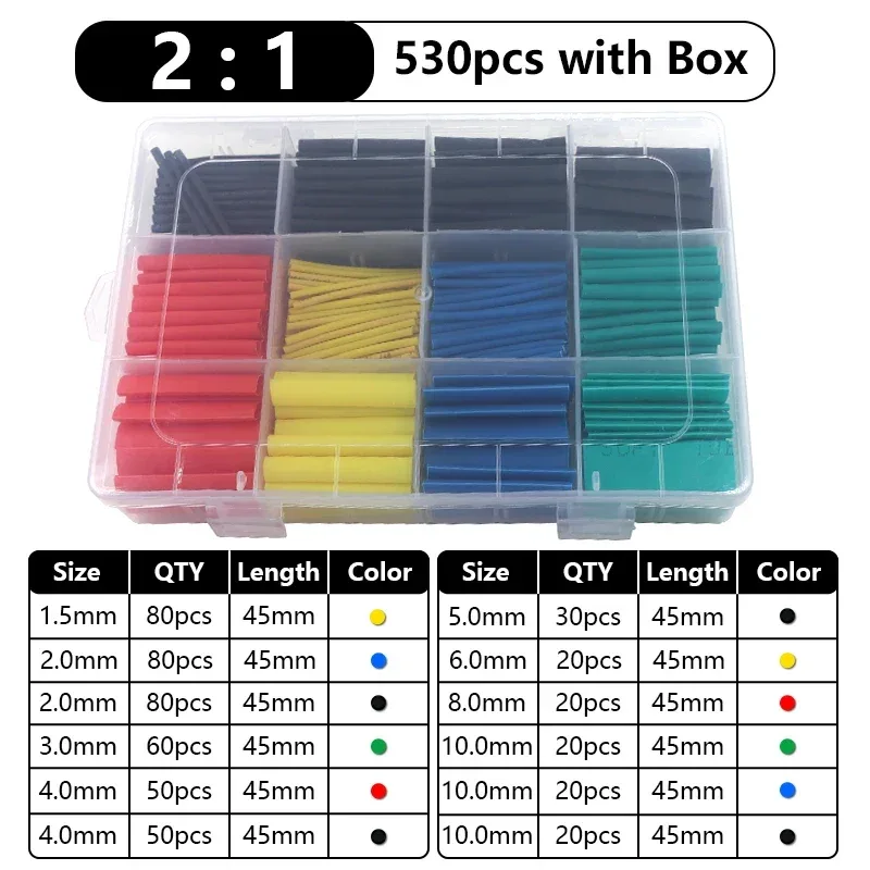 Assortiment de gaines thermorétractables (ratios 2:1 et 3:1), 102 à 750 pièces slide 12