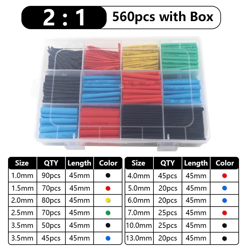 Assortiment de gaines thermorétractables (ratios 2:1 et 3:1), 102 à 750 pièces slide 13