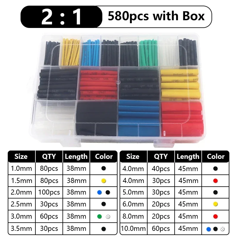 Assortiment de gaines thermorétractables (ratios 2:1 et 3:1), 102 à 750 pièces slide 14