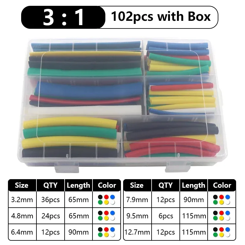 Assortiment de gaines thermorétractables (ratios 2:1 et 3:1), 102 à 750 pièces slide 18