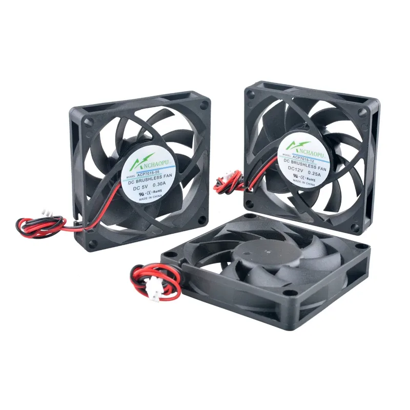 Ventilateur de refroidissement axial ACP7015, 70x70x15 mm, 5V/12V/24V DC, 2 broches - Image 2