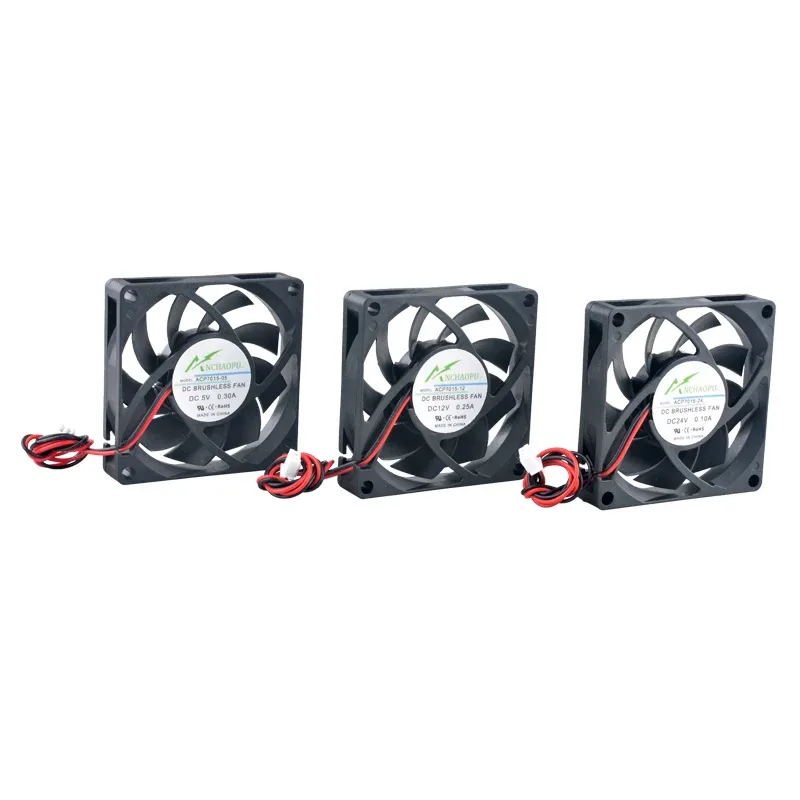 Ventilateur de refroidissement axial ACP7015, 70x70x15 mm, 5V/12V/24V DC, 2 broches - Image 3