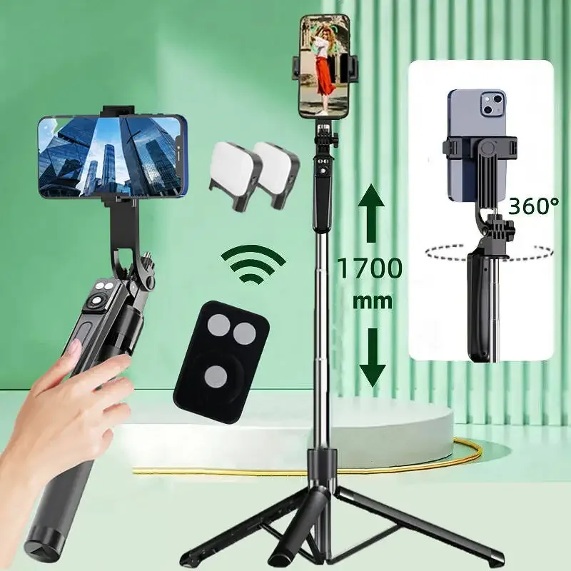 Trépied et perche à selfie Bluetooth avec télécommande pour smartphone et appareil photo - Image 1