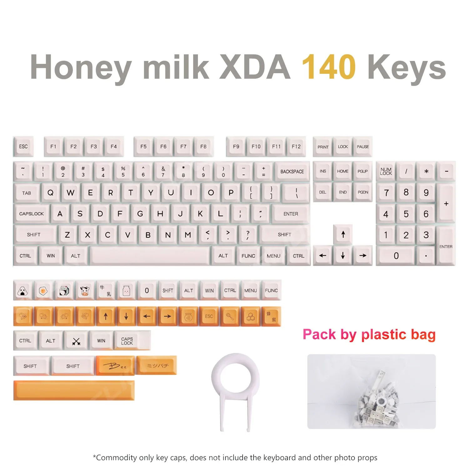 Set de 140 Touches PBT Honey Milk - Profil XDA - Sublimation Thermique pour Clavier Mécanique Cherry MX (Japonais/Coréen) slide 9
