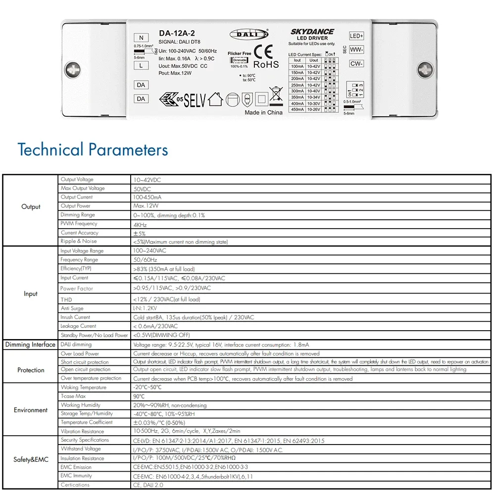 Driver LED DALI DT8 CCT 12W, Alimentation Dimmable DALI-2 PWM - Image 4