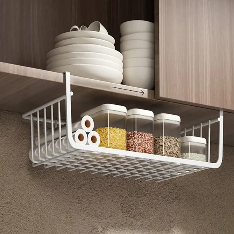 Panier de rangement suspendu sous étagère en fer, grande capacité - Image 3