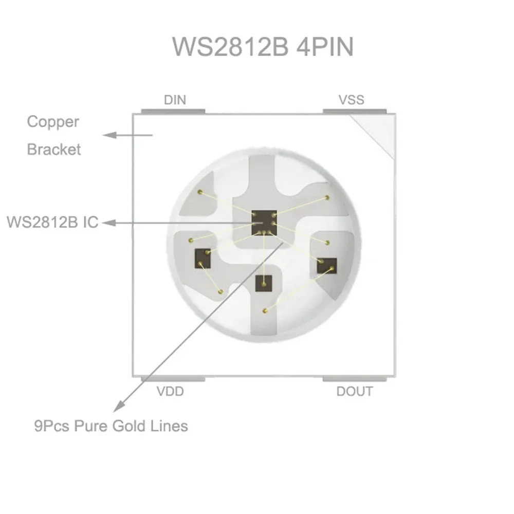Lot de 10 à 1000 Puces LED WS2812B 5050 RGB Adressables Individuellement, DC5V, PCB Noir/Blanc - Image 3