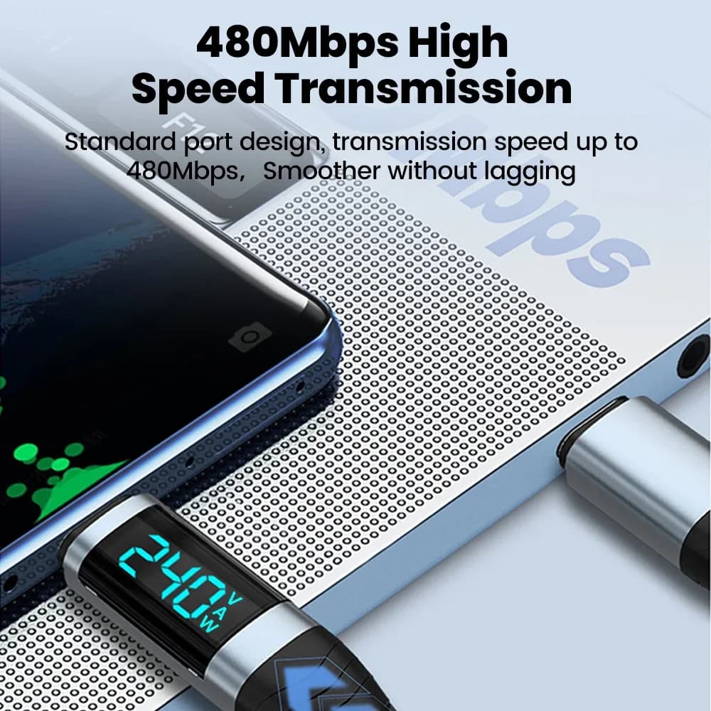 Câble USB-C vers USB-C 240W avec affichage numérique de la puissance - Image 5