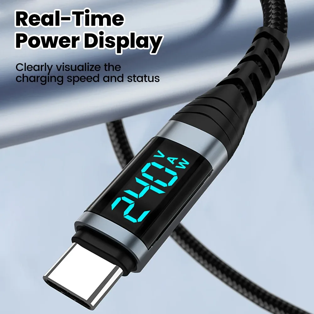Câble USB-C vers USB-C 240W avec affichage numérique de la puissance - Image 4