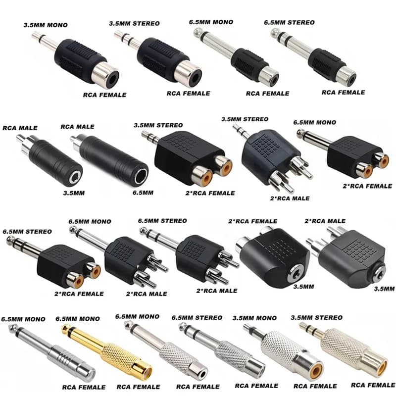 Lot de 5 adaptateurs audio Jack 6,35 mm mâle vers 3,5 mm femelle - Image 1