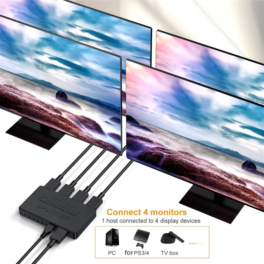 Répartiteur HDMI 4K - 1 entrée vers 4 sorties avec synchronisation audio - Image 4