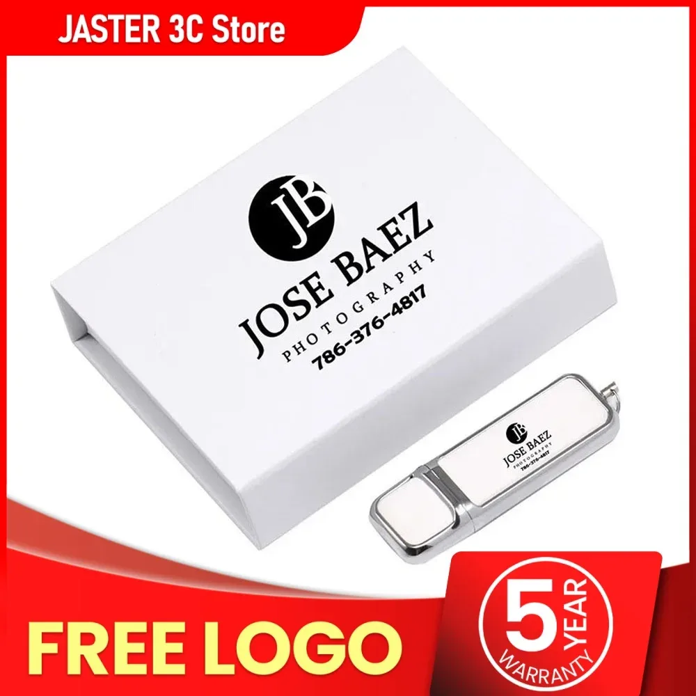 Clé USB 2.0 JASTER en cuir personnalisable avec impression de logo en couleur