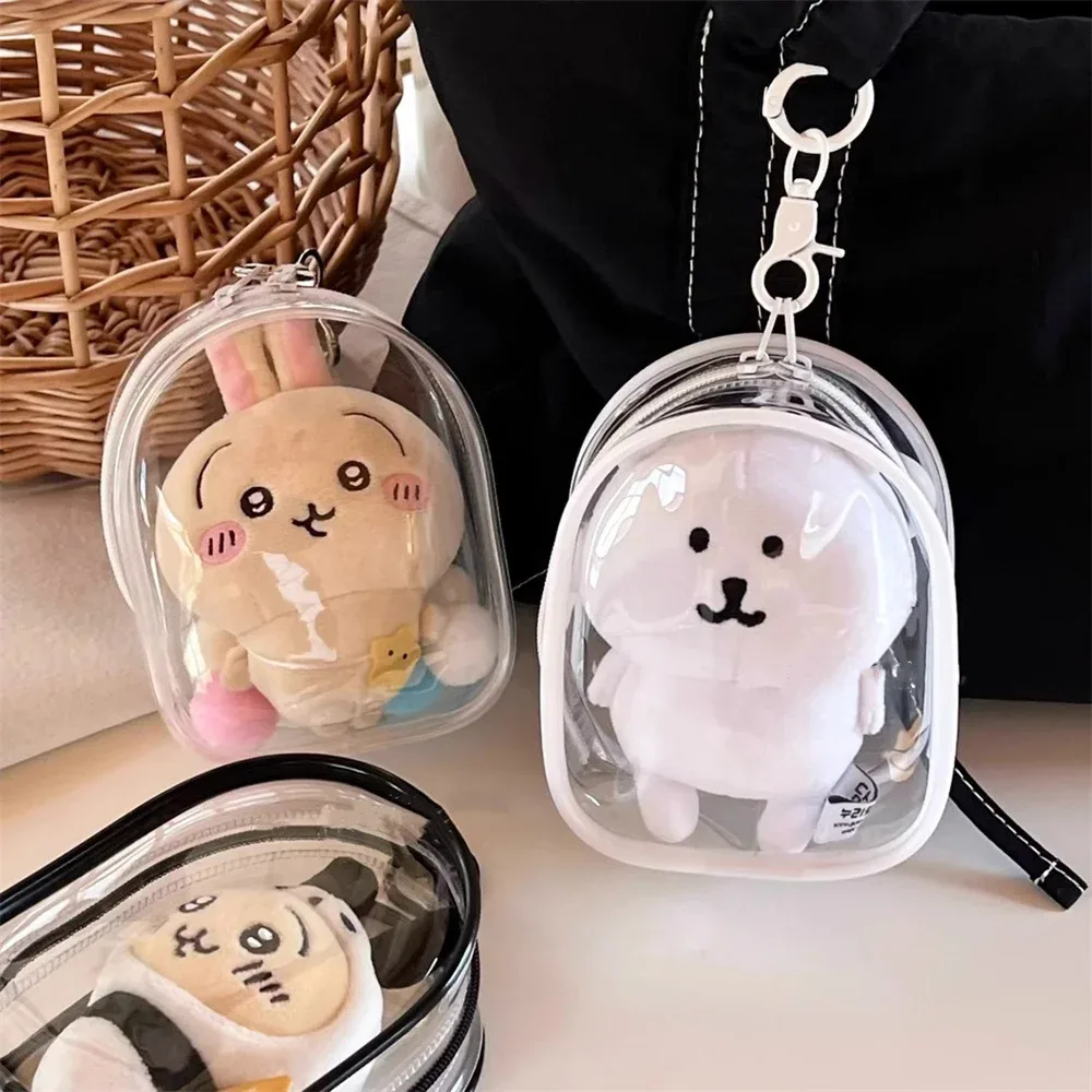 Sac de rangement transparent en PVC pour figurines avec porte-clés (12 cm)