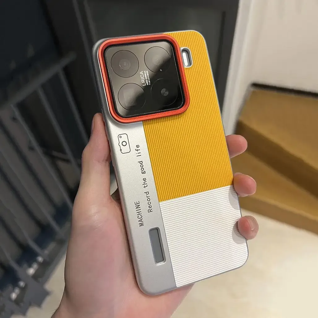 Coque en cuir tricolore pour Xiaomi 15 / 14 Pro - Design appareil photo - Antichoc