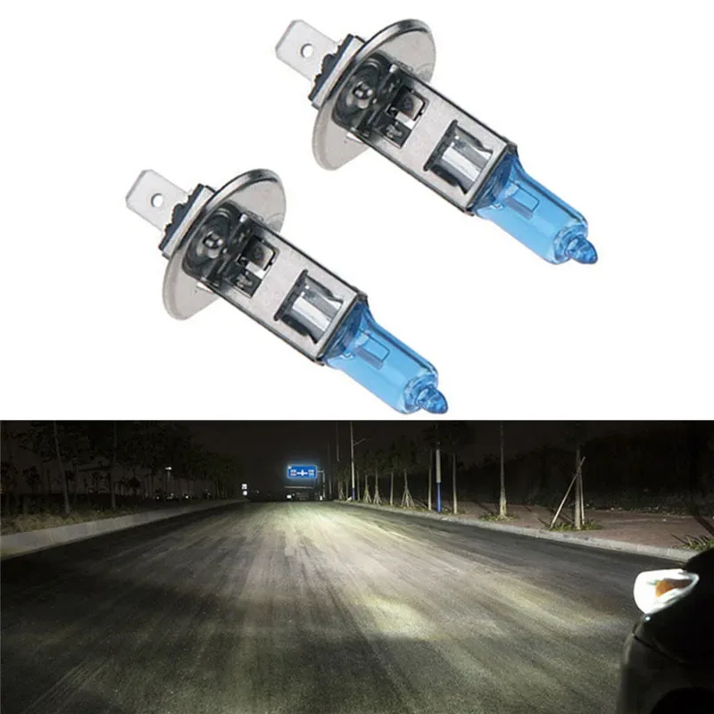 Lot de 2 ampoules halogènes H1 100W 12V - Blanc haute luminosité