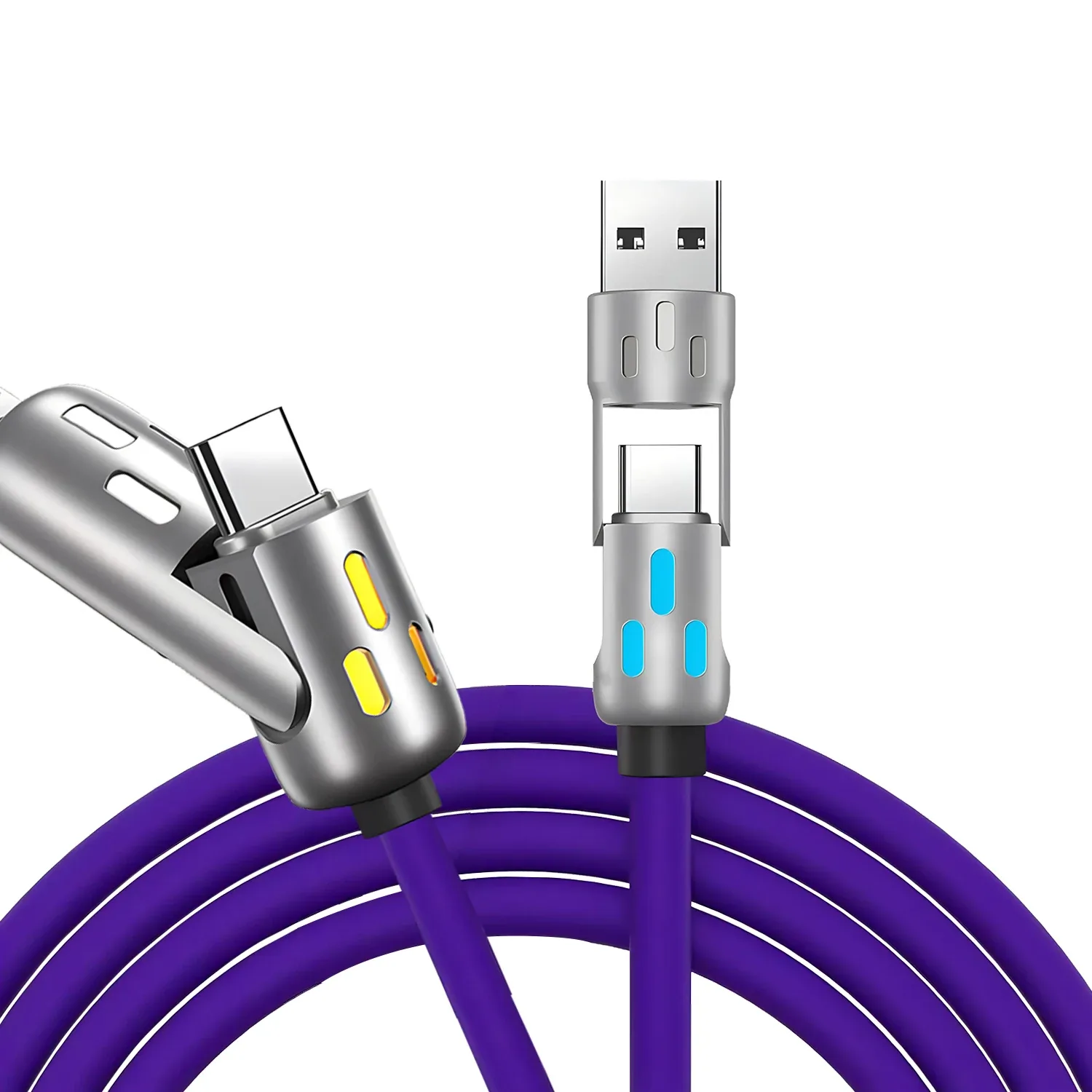 Câble de charge rapide 4-en-1 USB-A/USB-C vers USB-C et Lightning slide 7