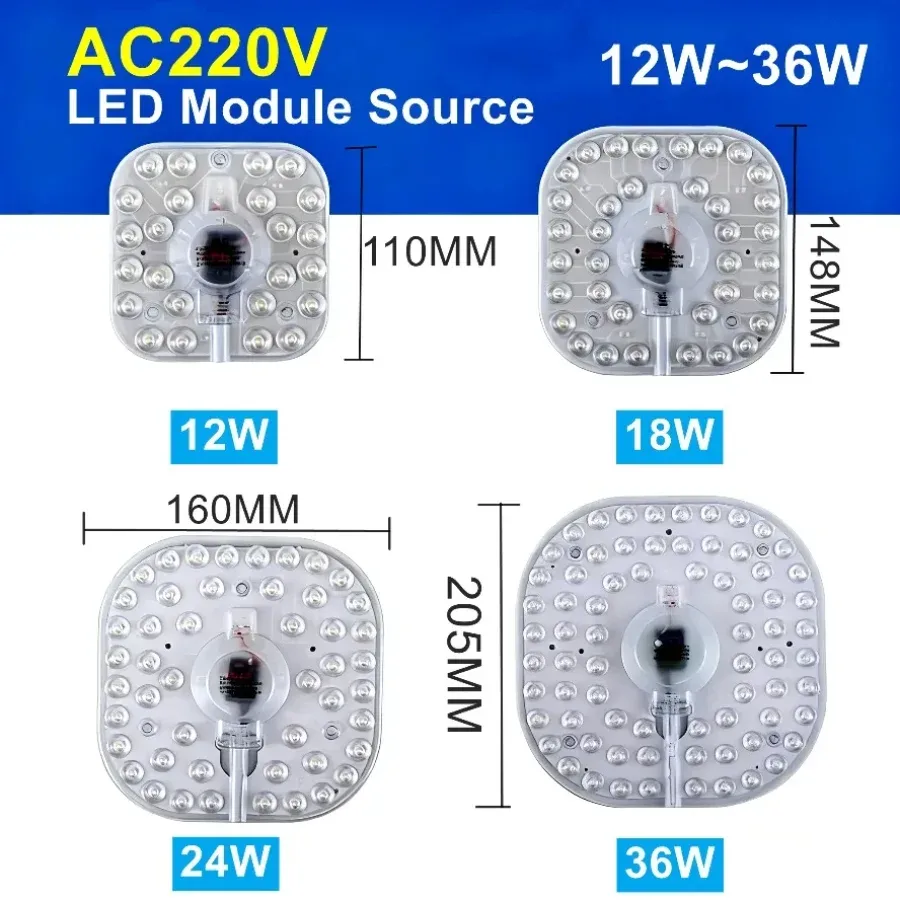 Module LED magnétique haute luminosité pour plafonnier carré, 220V (12W-36W) - Image 2