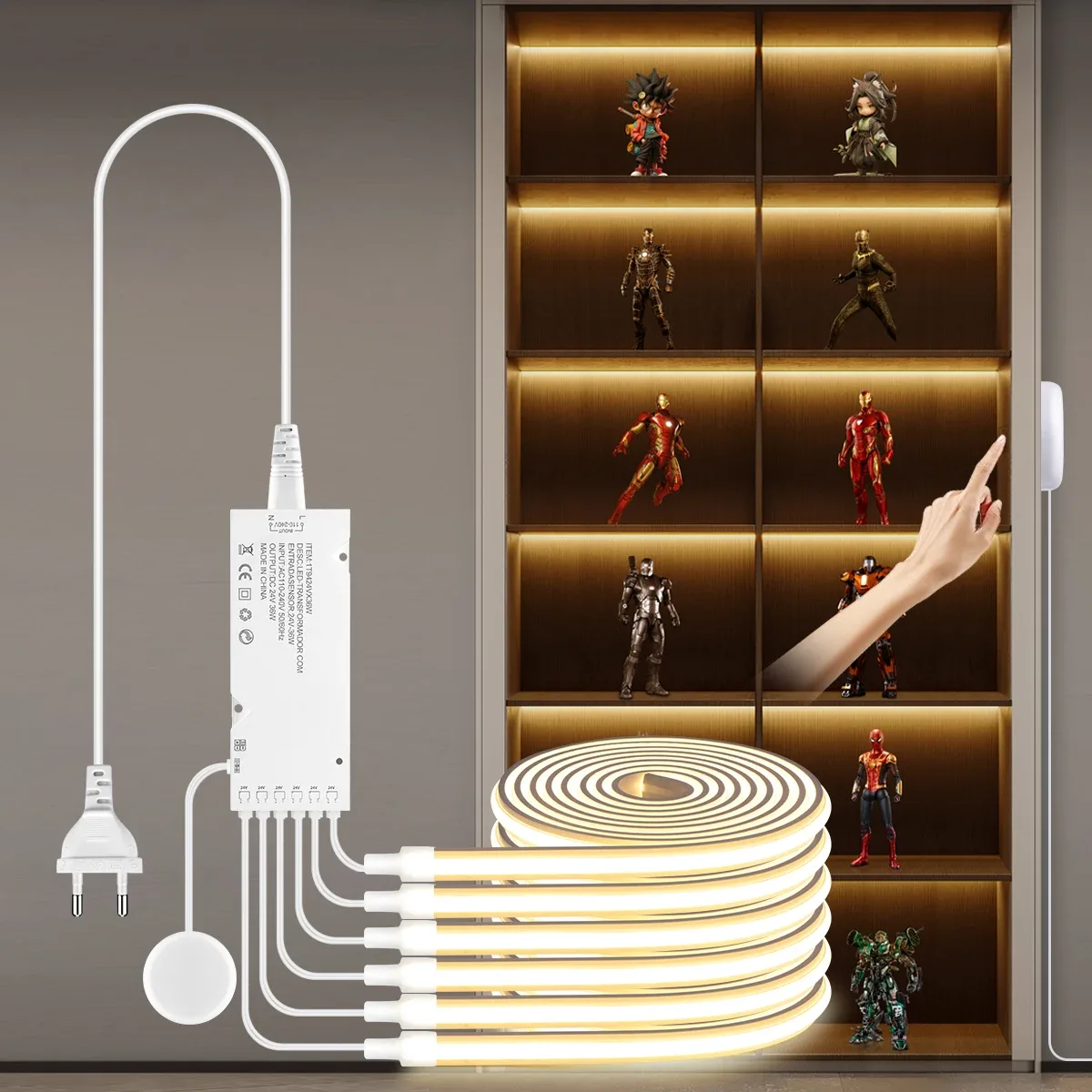 Ruban LED COB Néon Flexible en Silicone avec Capteur Tactile et Balayage Manuel - Image 1