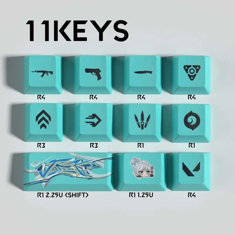 Set de 11 touches PBT Valorant - Profil OEM - Clove, Jett, Reyna, Omen, Sage & Viper - Image 3