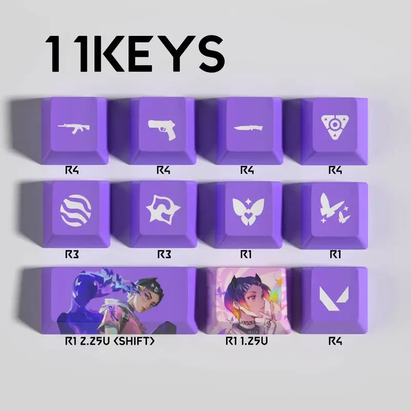 Set de 11 touches PBT Valorant - Profil OEM - Clove, Jett, Reyna, Omen, Sage & Viper - Image 2