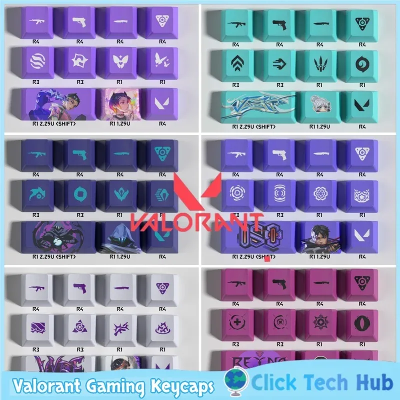 Set de 11 touches PBT Valorant - Profil OEM - Clove, Jett, Reyna, Omen, Sage & Viper