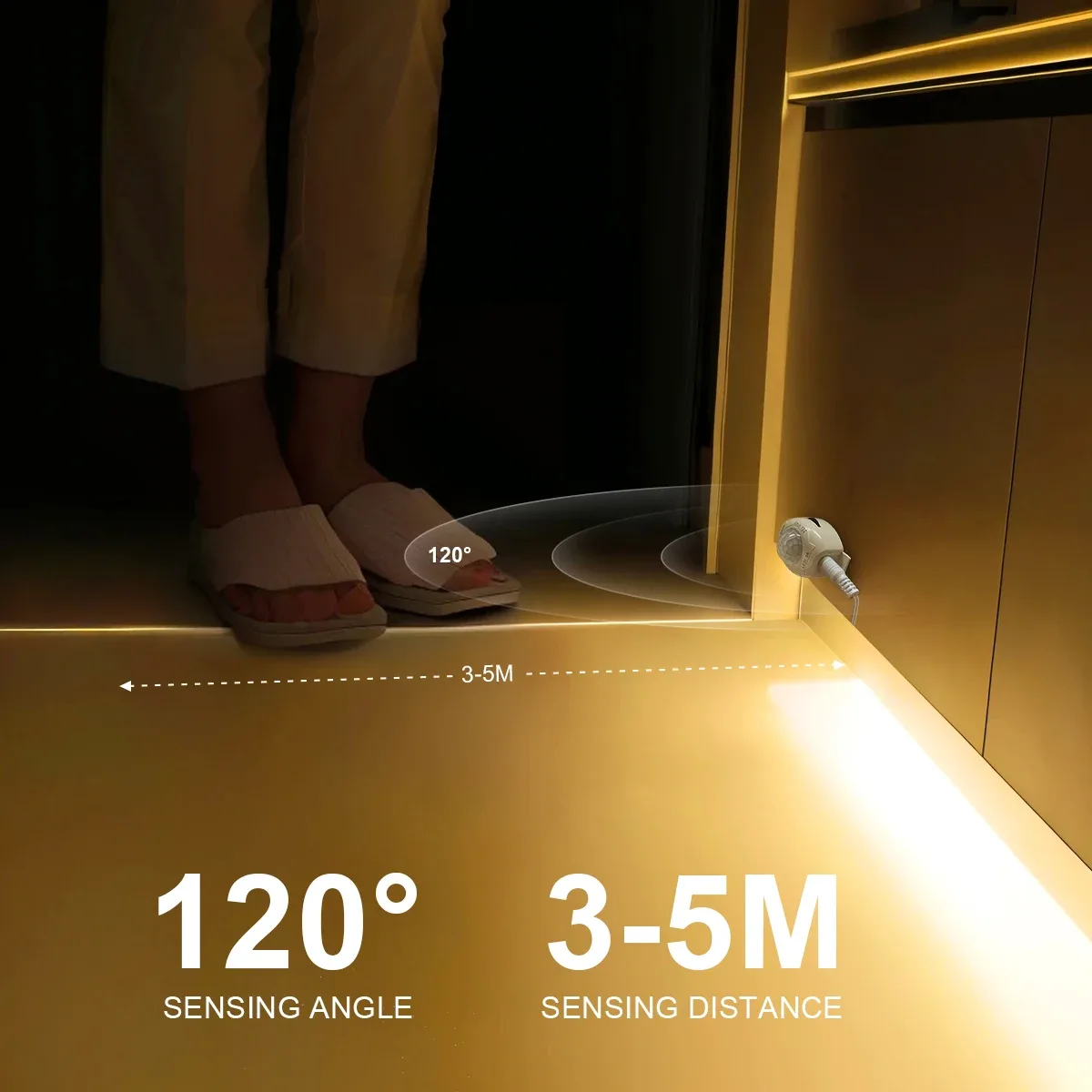 Ruban LED flexible avec détecteur de mouvement PIR, alimentation USB 5V - Image 3