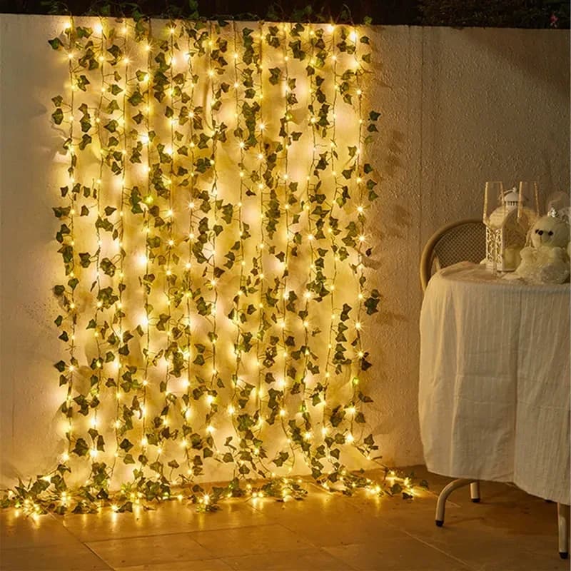 Guirlande lumineuse de vigne artificielle et fleurs pour décoration de Noël et mariage slide 2