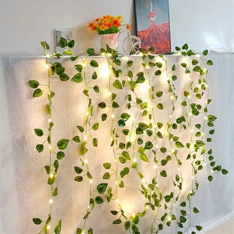 Guirlande lumineuse de vigne artificielle et fleurs pour décoration de Noël et mariage slide 3