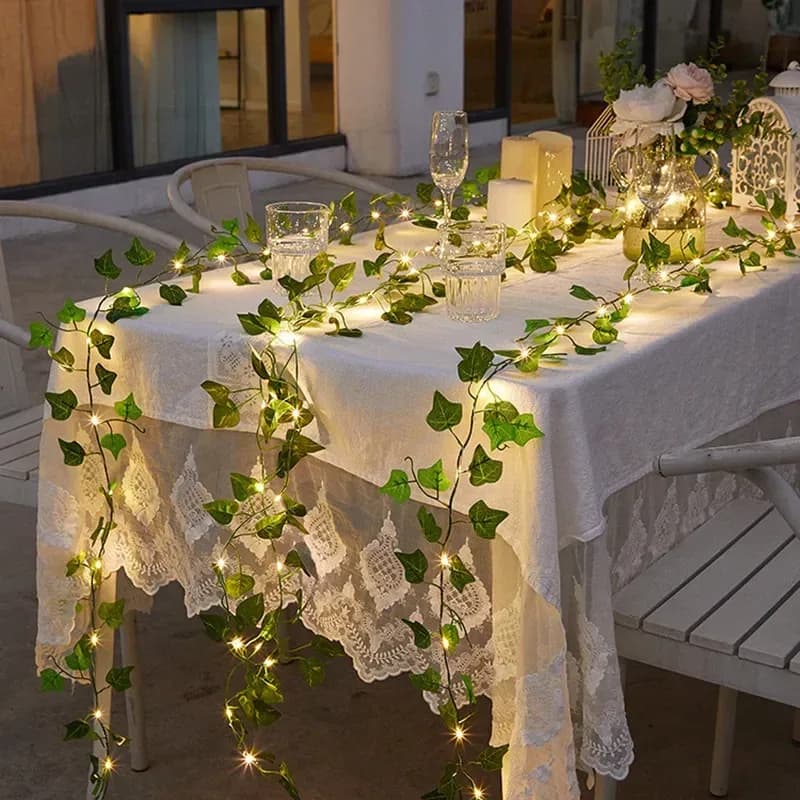 Guirlande lumineuse de vigne artificielle et fleurs pour décoration de Noël et mariage slide 5
