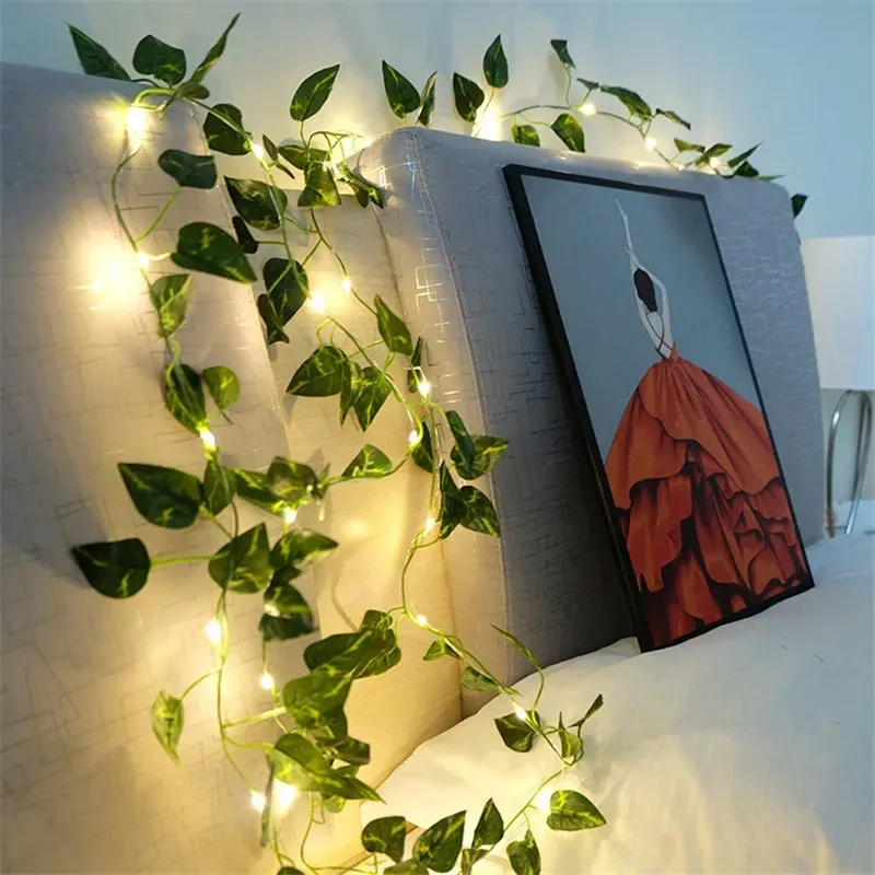 Guirlande lumineuse de vigne artificielle et fleurs pour décoration de Noël et mariage slide 8