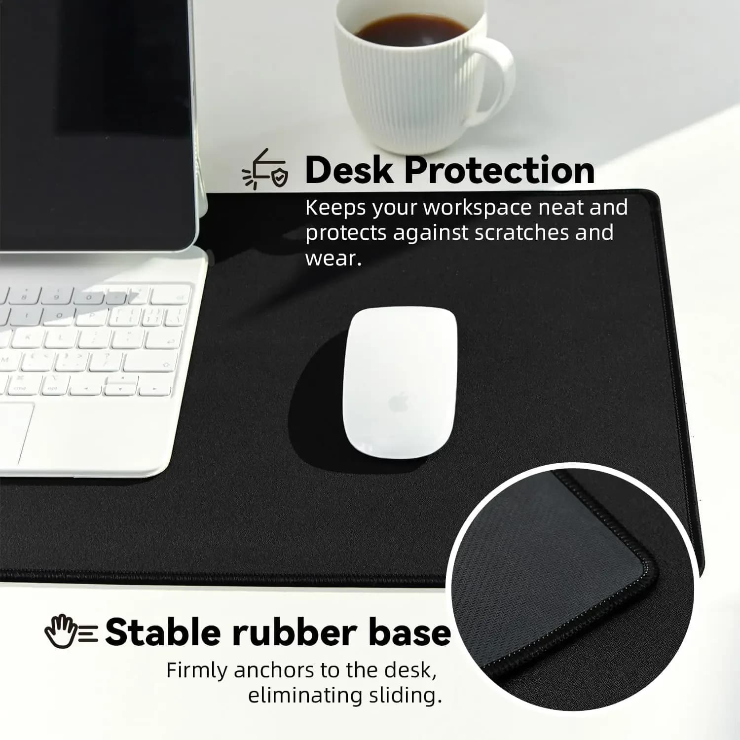 Grand tapis de souris gaming avec bords cousus et base antidérapante - Image 4