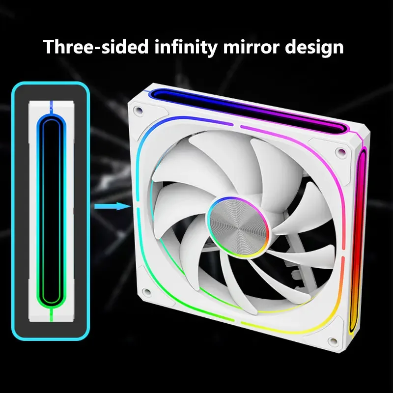 Ventilateur de Boîtier UPSIREN PF-14 V2 ARGB, Effet Miroir Infini sur 3 Côtés, 140 x 140 x 25 mm, Roulement Hydraulique, 36 LED - Image 4
